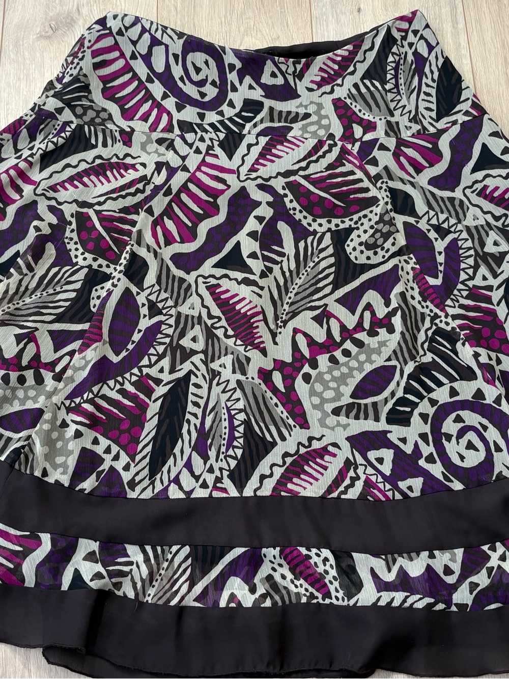 East 5th Abstract A-Line Skirt in Purple, Black, and Gray